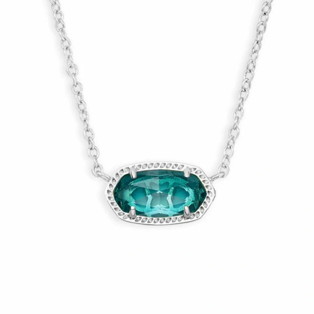 Kendra Scott Silver Necklace with Teal Pendant - Picture 1 of 7